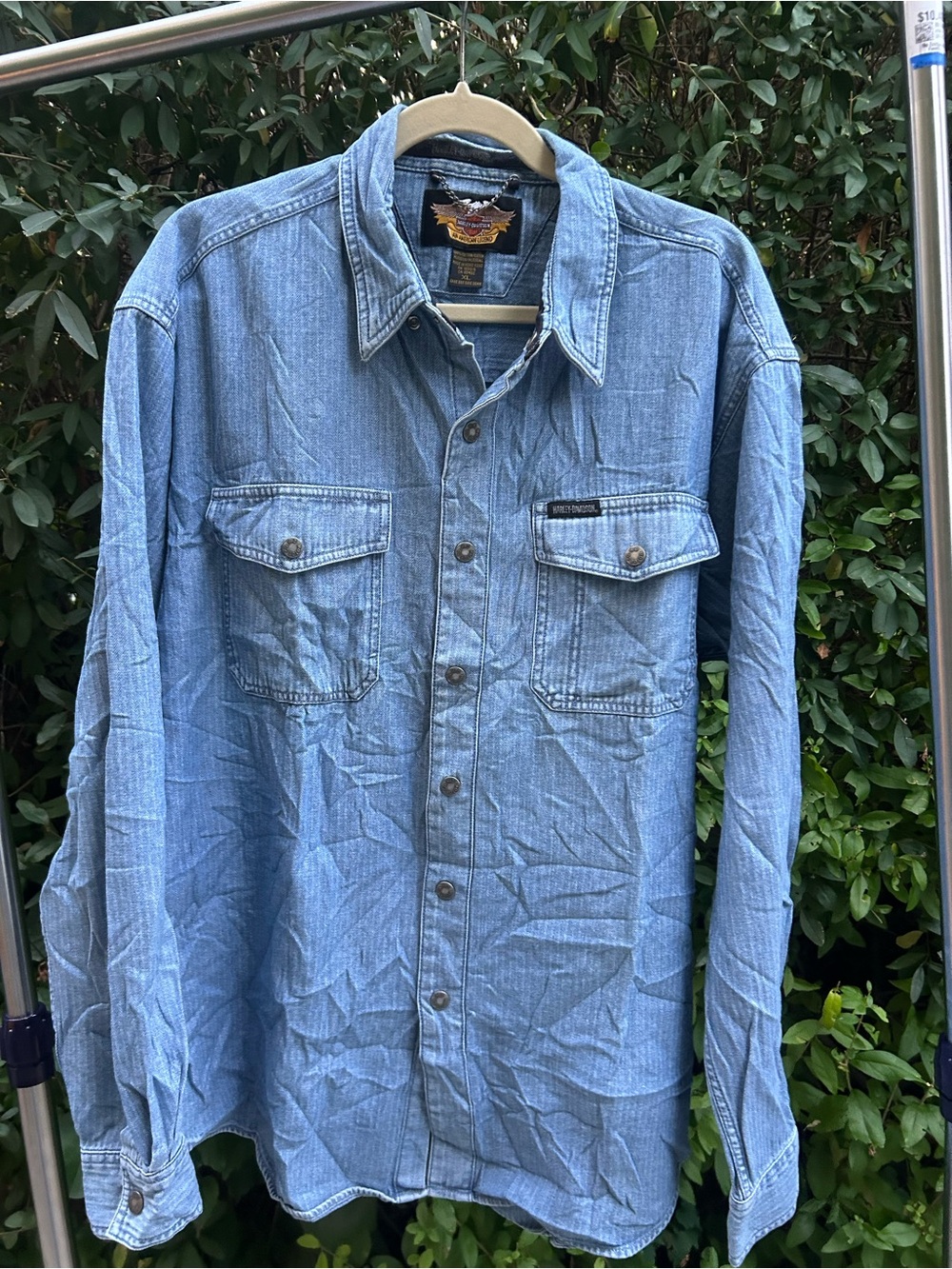 Vintage Harley-Davidson Embroidered Biker Denim Shirt (XL)
